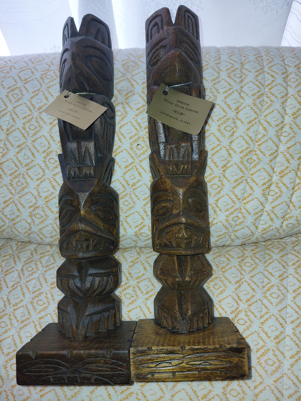 Hand-Carved Brown Wooden Alaka Artist Totem Bird